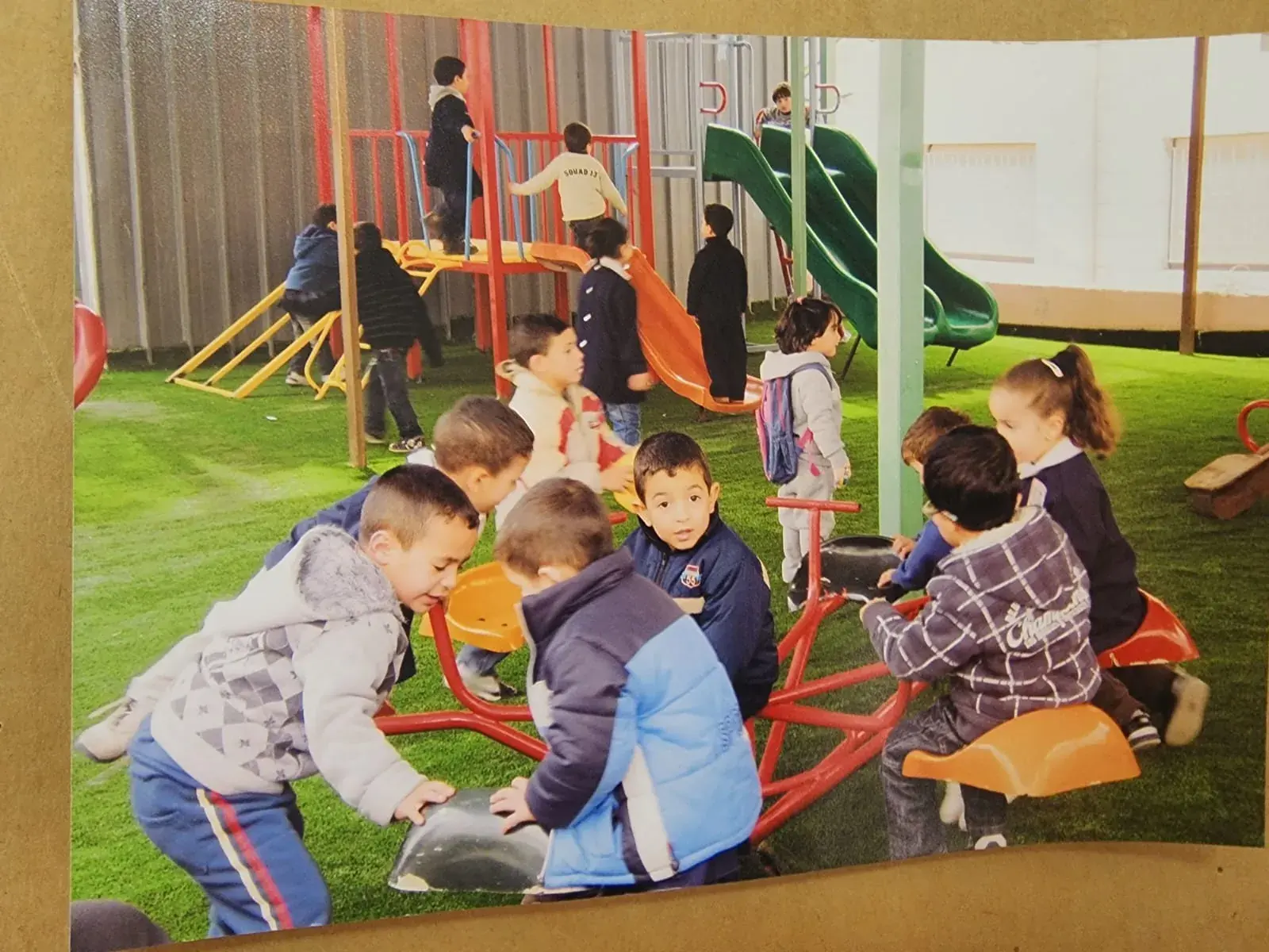 Children playing in the kindergarten playground