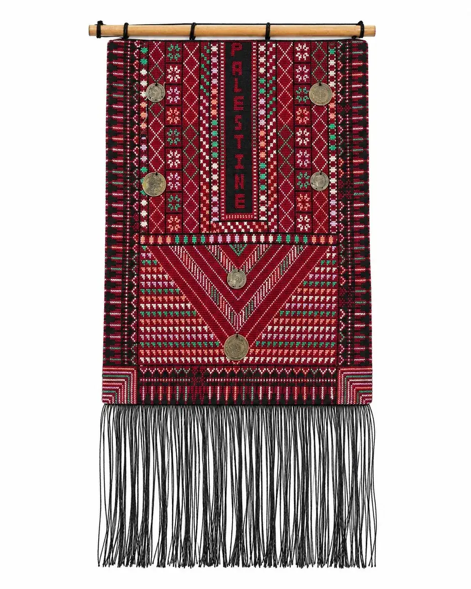 Embroidered thobe chest-panel wall hanging
